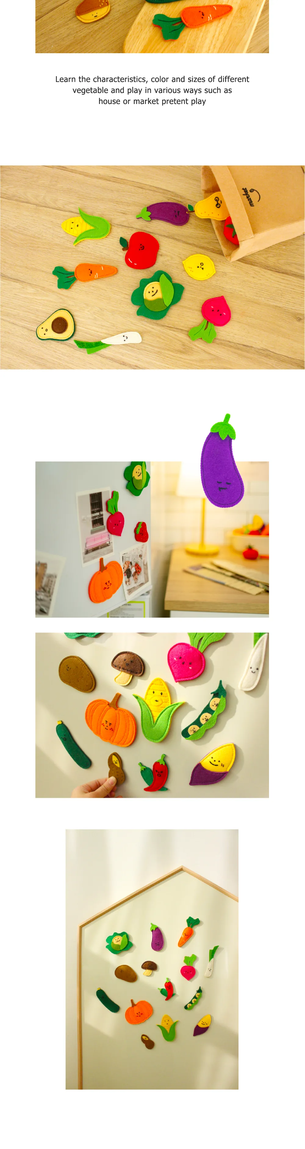 Noriterboard learning felt magnets vegetable