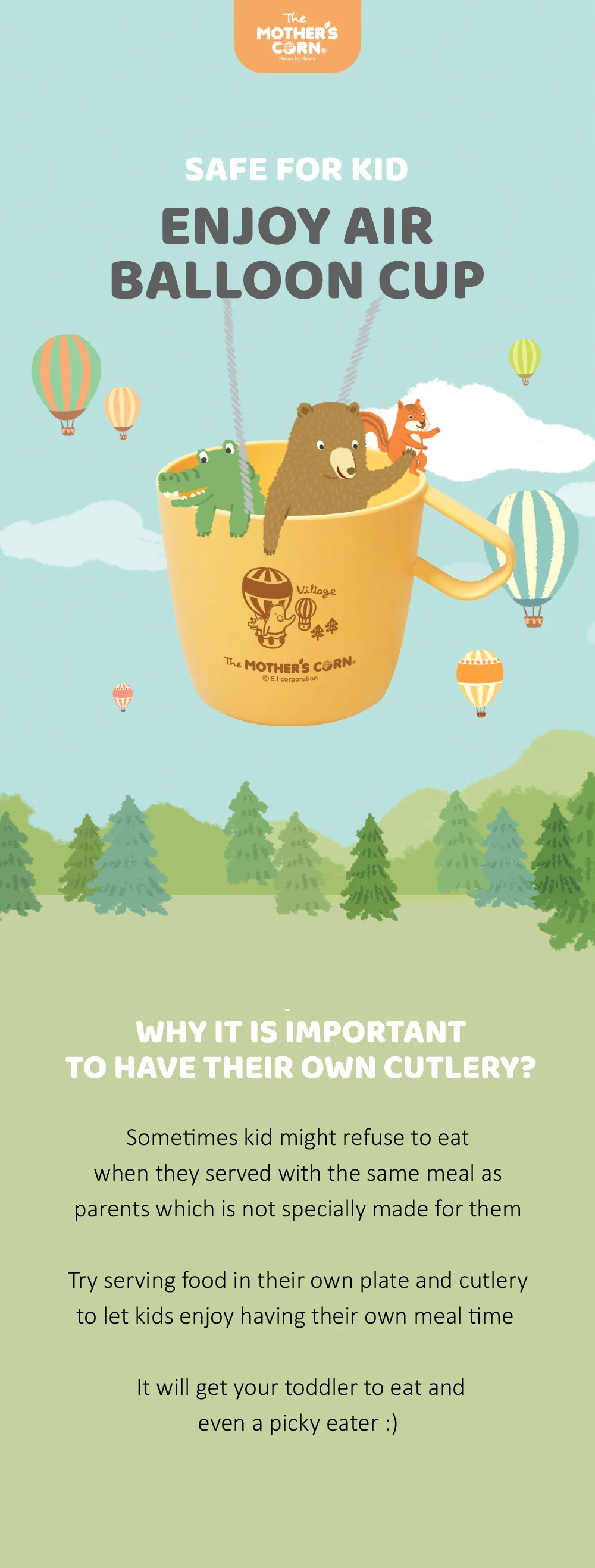 Mother's Corn Kids Cup Air Balloon Cup